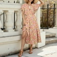thumbnail image 5 of Women's Summer Casual Short Sleeve Tiered Flowy Spring Boho Dress Long Midi Beach Sundress Vacation Outfits, 5 of 7