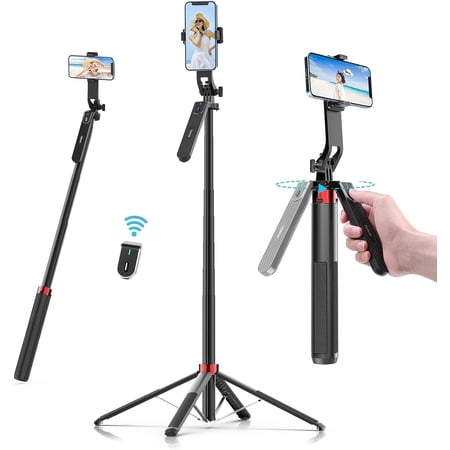 Ulanzi MA09 Selfie Stick Tripod, 71" Extendable Phone Tripod with Romote, Portable Cellphone Stand Tripod Quadrapod & iPhone Tripod, 3-in-1 Upgraded Travel Tripod for iPhone/Samsung/Camera