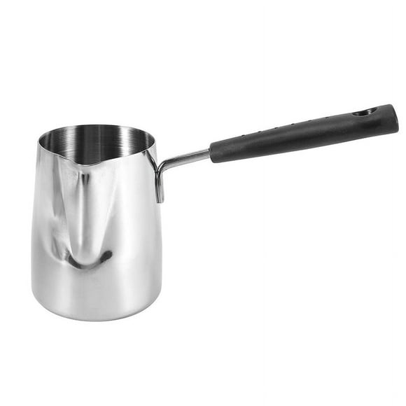 Nvzi Mini calentador de mantequilla de acero inoxidable de 350 ml, cafetera latte de boca puntiaguda con mango antiescaldaduras, 1 pieza - sin escala