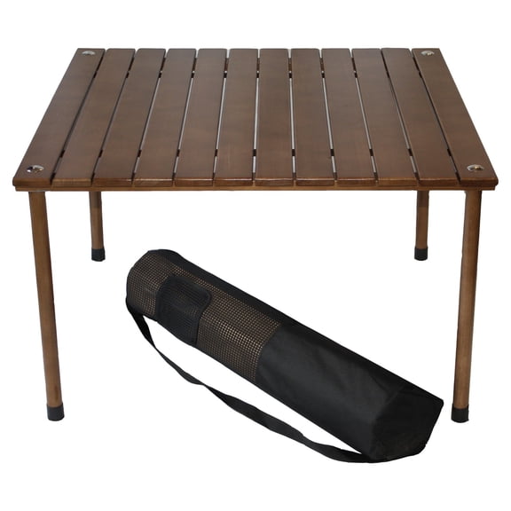 TIAB 16" Wood Lightweight and Unique Design Outdoor Dining Table, Brown