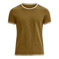 thumbnail image 4 of Eryao Mens Linen Summer T Shirts Muscle Fit Tops Short Sleeve Crewneck Tshirt Basic Athletic Fitness Workout Tees Coffee,XXL, 4 of 6