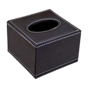Qiweii Leather Tissue Box Cover European Style Hotel Restaurant Desktop Drawer Organizer, Home Office Decorative Holder for Napkins