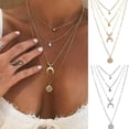 thumbnail image 4 of Collar En Capas Para Mujer, Collar De Luna, Colgante De Tarjeta, Cadena De Plata, Joyería, Collar Multicapa Con Disco De Luna, Regalo De Cumpleaños Cateissary AP007542-01, 4 of 6