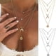 thumbnail image 4 of Collar En Capas Para Mujer, Collar De Luna, Colgante De Tarjeta, Cadena De Plata, Joyería, Collar Multicapa Con Disco De Luna, Regalo De Cumpleaños Eigraketly AP007542-02, 4 of 6