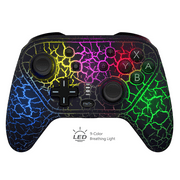HTQ Wireless Switch Pro Controller for Switch/PC/IOS/Android Phone, Remote Gamepad with Unique Crack RGB Lights Turbo Dual Vibration 6-Axis Motion Control, Black