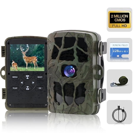 PORTWORLD 4K 20MP Trail Camera PIR 0.2s Trigger 850nm Night Vision Audio IP66 128GB Card