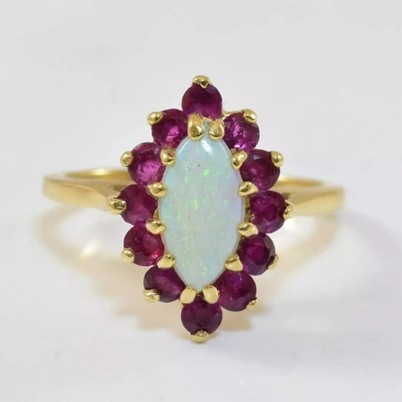 Anniversary Ring 2Ct Marquise Cut Lab-Created Fire Opal 14K Yellow Gold Plated