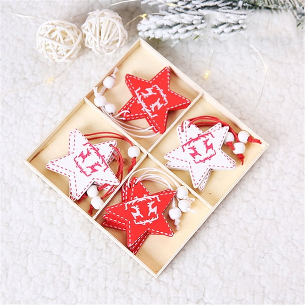 12 adornos navideños pintados de madera árbol de Navidad decoración colgante adornos DIY Wmkox8yii gf5933
