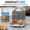 thumbnail image 2 of Mailand 8 x 2 Inch Mini Waffle Maker for Kids, Square Waflera Electrica for 2 x 4 Inch Classic Waffles, Waffle S’mores Sandwich Maker, Mini Waffle Iron, White, 2 of 6