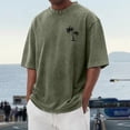 thumbnail image 4 of Oversized Tshirts for Men Summer Short Sleeve Crewneck Drop Shoulder Vintage Washed Distressed T-Shirts Beach Shirt, 4 of 5