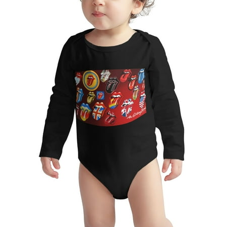 

R-olling Baby onesie Stones Baby Boy Girl Long Sleeve Bodysuit Snap Closure Black 18 Months