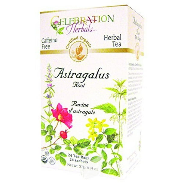 Organic Astragalus Root Tea 24 Bags by Celebration Herbals, Pack of 2