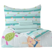 Dream Factory Mermaid Dreams Twin 5 Piece Comforter Set, Bed-in-a-Bag, Poly, Microfiber, Light Blue, Female, Child