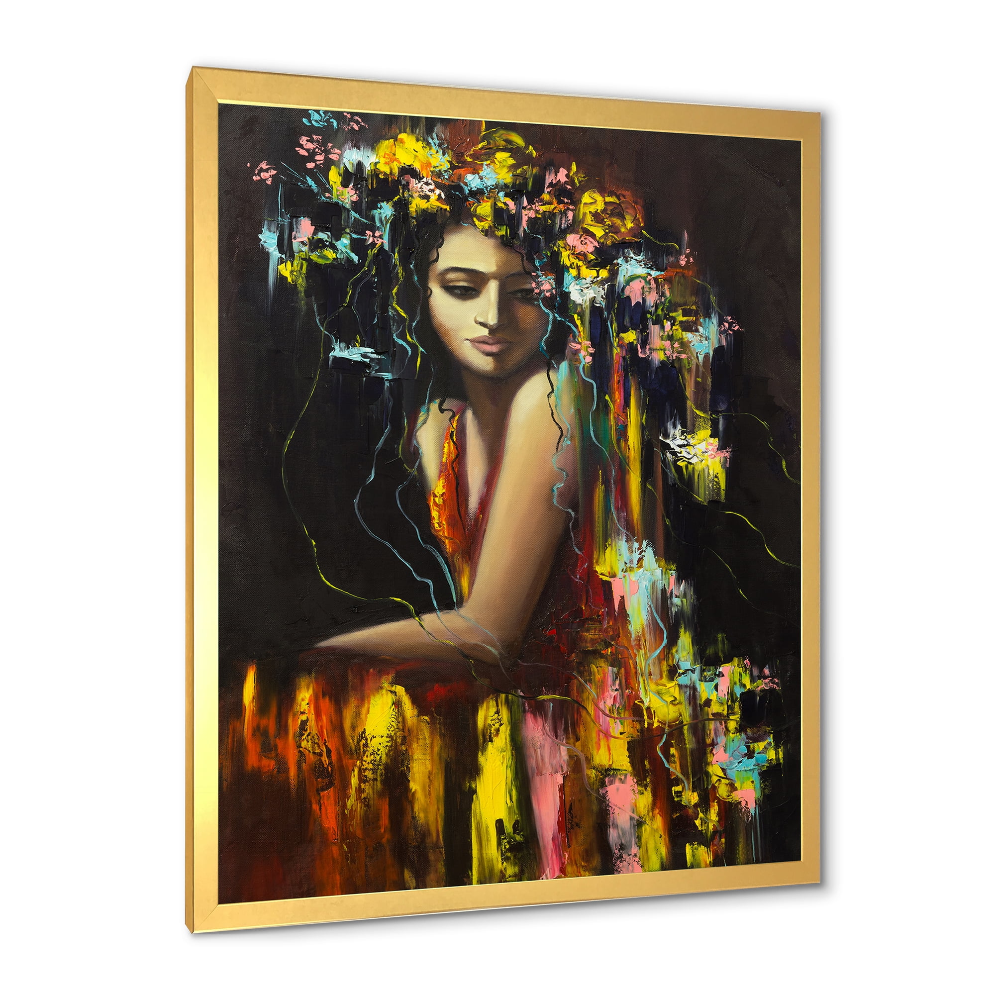 Designart 'Modern Portrait Of A Young Girl' Modern Framed Art Print
