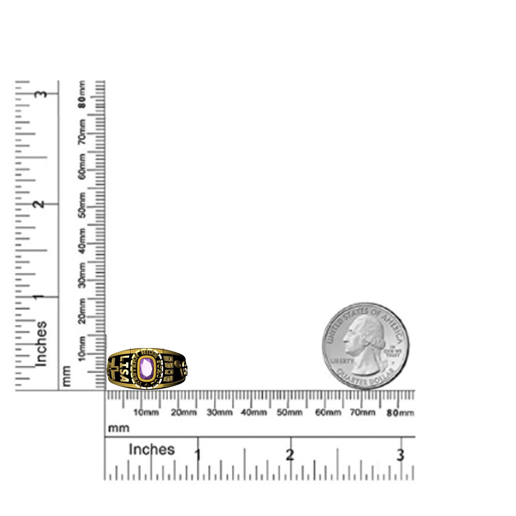 Mementos USA Custom Sterling Silver Class Rings for Women High School College-Platinum-Petite