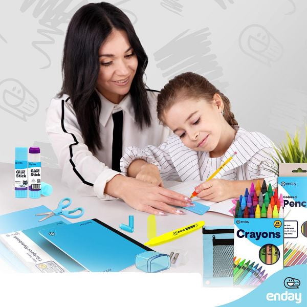 School Supplies Kit for Grades K–5 – 71 Items: Composition Notebook Subject Notebook, Pencils, Folders Colored Pencils, Crayons, Scissors, Glue & More