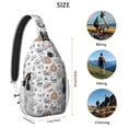 thumbnail image 5 of Sling Backpack,White Halloween Skull Pumpkin Spider Pattern Sling Bag with Water Bottle Holder,Waterproof Sling Bag for Men/Women with Headphone Jack for Hiking,Travel, 5 of 6