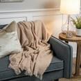 thumbnail image 2 of Northlight Light Coffee Throw Blanket with Fringe 50" x 60", 2 of 6