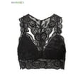 thumbnail image 3 of BadPiggies 2-Pack Women Plus Size Vest Crop Wire Free Bra Lace Lingerie Sexy V-Neck Underwear (2XL/3XL, Black), 3 of 7