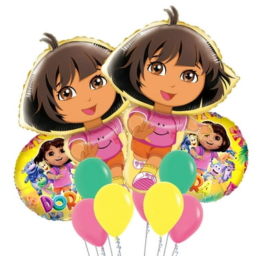 Cymylar Explorer Foil Balloon Set, Brave Adventurous Girl Dora Birthday Party Decorated Pink (13Pcs)
