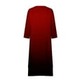 thumbnail image 6 of Oksale Asymmetrical Hem Midi Dresses for Women Plus Size Trendy Gradient Dress 3/4 Sleeve Dresses with Button Dector V Neck Dress Red XXXXL, 6 of 6