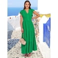 thumbnail image 5 of ANRABESS Womens Summer Maxi Dress V Neck Ruffle Sleeve Flowy Tiered Boho Casual Beach Vacation Sundress with Pockets, 5 of 9