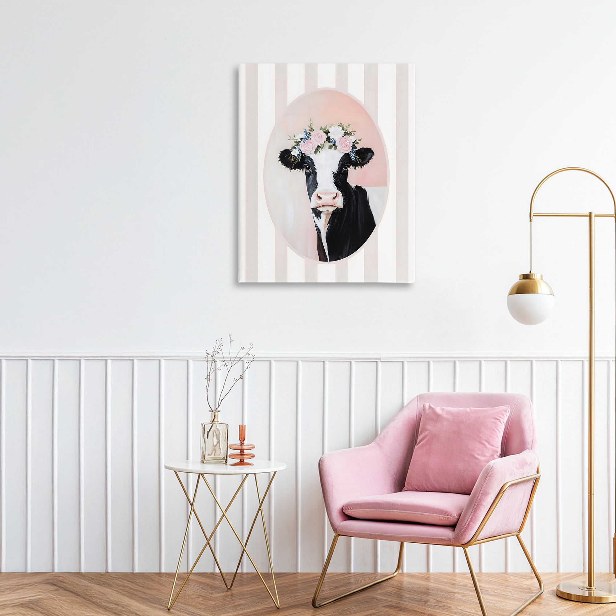 Stupell Industries Soft Cow with Floral Crown Canvas Wall Art, design by Arlington Prints