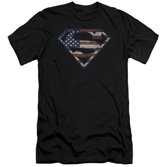 Superman - Wartorn Flag - Premium Slim Fit Short Sleeve Shirt - X-Large