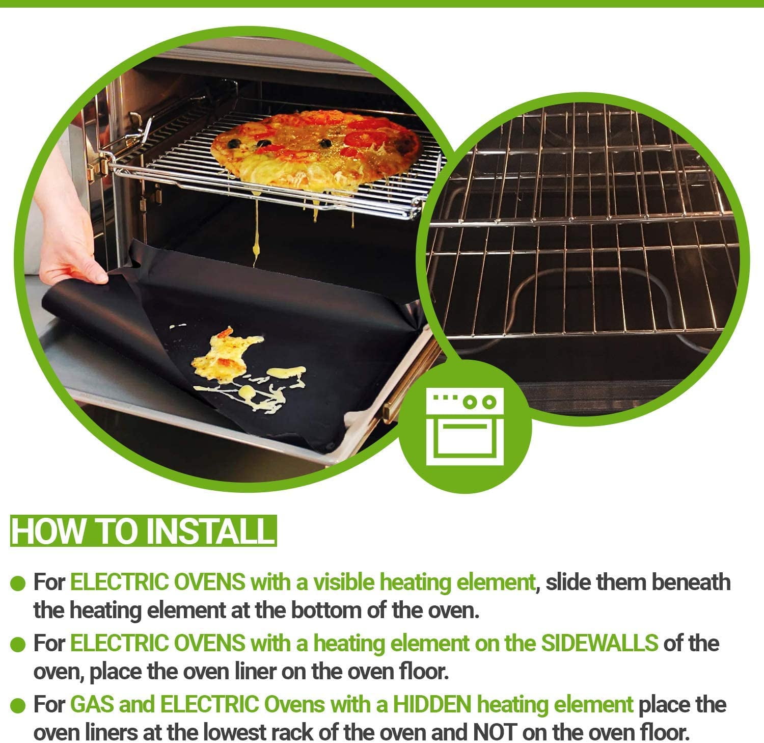 Bbq Mats, Pack Of Universal Oven Liners For Bottom Of Fan Assisted