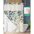 thumbnail image 2 of No Hook Shower Curtain with Snap in Liner, Leaf Vintage Leaf Postcard Background Hotel Shower Curtains for Bathroom, Washable Shower Curtain Liner Set with Mesh Top Window, 48"x72", 2 of 6