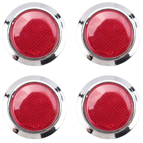 4 Pcs Auto Car Plastic Round Reflective Reflector Sticker Red,4 x Car Reflective Stickers,Red, Silver Tone