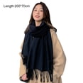 thumbnail image 6 of Eoperou Shawl Wrap Plain Fringed Tassels Comfortable Soft Cold Resistant Solid Color Winter Thermal Women Long Blanket Scarf for Office, 6 of 8