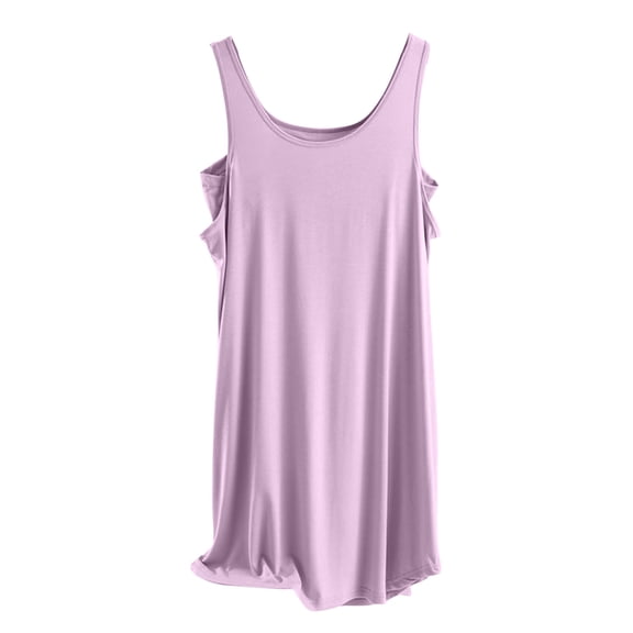 ZKCCNUK Nightgowns for Women Casual and Fashionable Solid Color Large Round Neck Sleepwear Dress L,XL