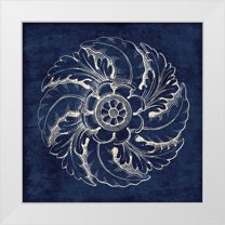 Wild Apple Portfolio 20x20 White Modern Wood Framed Museum Art Print Titled - Rosette IV Indigo