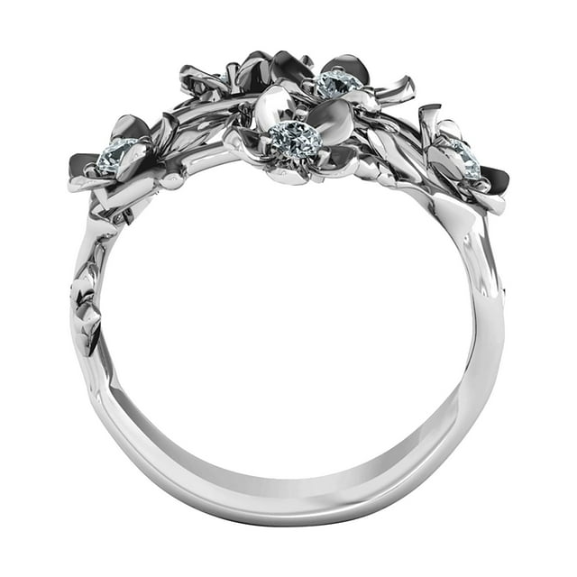 Bague Créative Vintage Fleur Gravée Diamant Bijoux pour Femmes