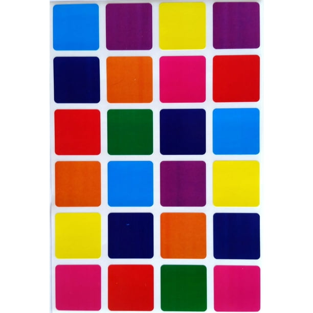 Square Color Coding Labels 1 inch by 1 inch-Value pack 8 Colors-Blue, Dark Blue, Red, Purple, Green, Orange, Pink and Yellow-- Square Labels multi ...