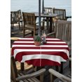 thumbnail image 3 of Outdoor Tablecloth with Umbrella Hole Zipper Wine Red Striped Round Tablecloth 60" Waterproof Outside Table Cloth Vintage Classic Horizontal Stripes Patio Table Cover Tablecloths for Picnic Party, 3 of 8