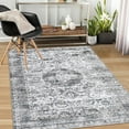 thumbnail image 2 of FairOnly Grey 6'x9'Vintage Floral Area Rug for Living Room Non Slip Low Pile Foldable Distressed Carpet for Bedroom Kitchen, 2 of 7