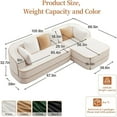thumbnail image 5 of 105.9'' Extra Deep Cloud Couch, Contrast Color Boneless Couch Bed, Teddy Fabric Modular Sectional Sofa with Deep Seat, L Shaped Couch  for Living Room, No Assembly Required, White, 5 of 11