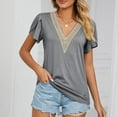 thumbnail image 5 of Inverlee T Shirts for Women V Neck Dressy Casual Short Sleeve Tops Boho Solid Color Shirts Flowy Vacation Tunic Blouse Tee Summer Fashion, 5 of 6