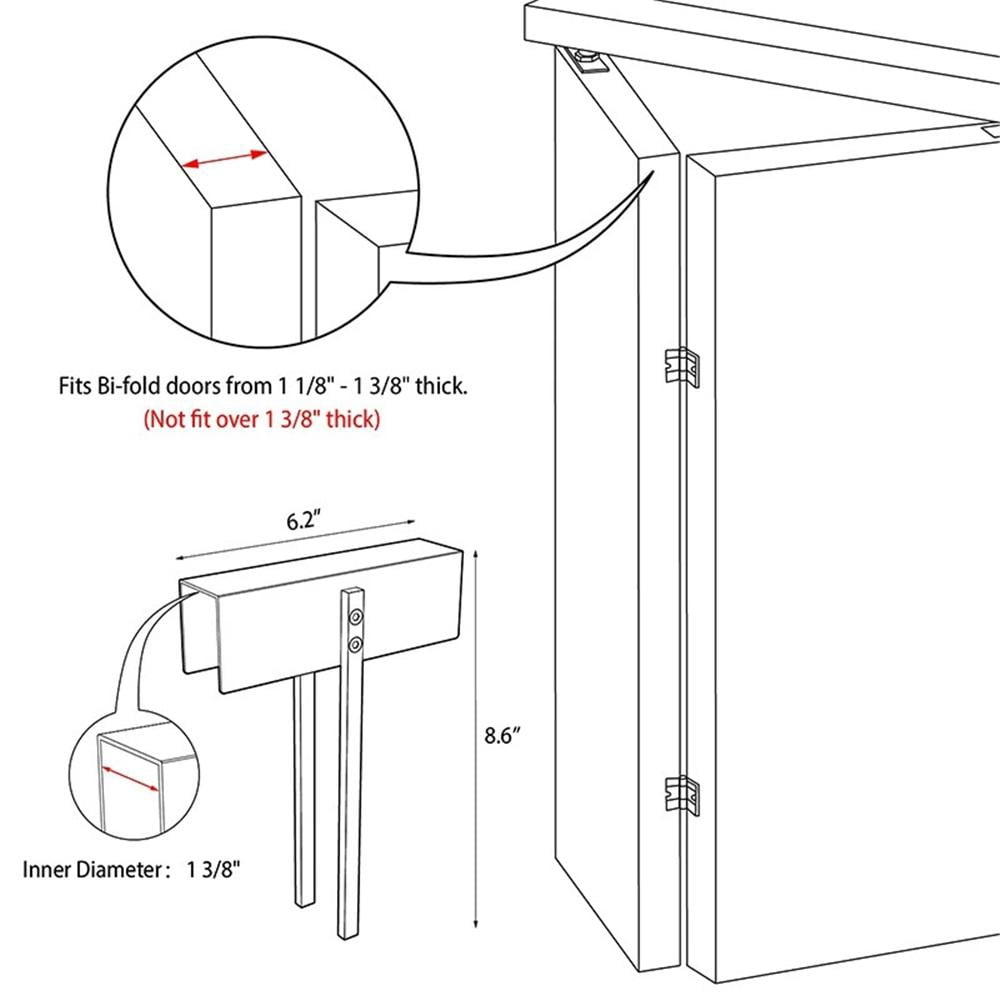 Metal Bifold Door Lock - Double Door Child Safety Locks Keep Toddler, Cats&Dogs Out of Closets, Cabinets, Pantry - No Need Install (1PC)