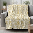 thumbnail image 2 of Yellow Flowers Blanket Soft Cozy Warm Throw Blanket for Couch, Plush Fuzzy Flannel Fleece Blankets for Sofa, Country Pastoral Floral Leaves Vines Bed Blankets Lightweight Gifts for Women, 40"x50", 2 of 9