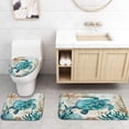 thumbnail image 5 of FMSHPON Ocean Turtle 4 Piece Bathroom Set Shower Curtain Bath Rug Contour Mat and Toilet Lid Cover, 5 of 8