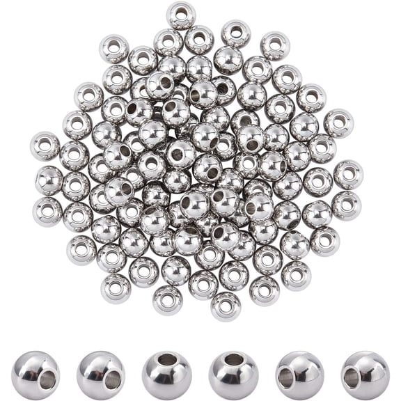 100 Pcs 6mm Metal Spacer Beads Solid 304 Stainless Steel Rondelle Beads Metal Loose Beads for DIY Bracelet Jewelry Making