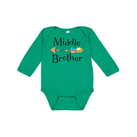 

Inktastic Middle Brother- arrow Gift Baby Boy Long Sleeve Bodysuit