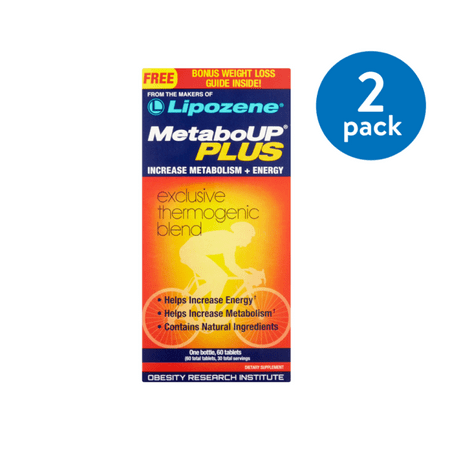 (2 Pack) Lipozene MetaboUP Plus Weight Management Pills for Increased Metabolism & Energy, Tablets, 60 (Best Supplements For Muscle Gain And Strength)
