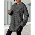 thumbnail image 4 of Sudadera con Capucha de Jacquard de Larga en Color Liso para Mujer, Chaqueta Ajustada con Cordón de Felpa. Gris L, 4 of 8