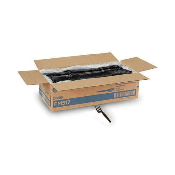 Plastic Cutlery, Heavy Mediumweight Forks, Black, 1,000/carton | Bundle of 10 Cartons