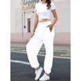 thumbnail image 5 of Women'S High Waisted Sweatpants Workout Active Joggers Pants Baggy Lounge Bottoms White M, 5 of 8