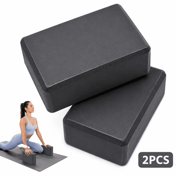 Yoga Blocks Set of 2, EVA Foam Exercise Blocks for Yoga and Pilates, Non-Slip Support Bricks, Gray